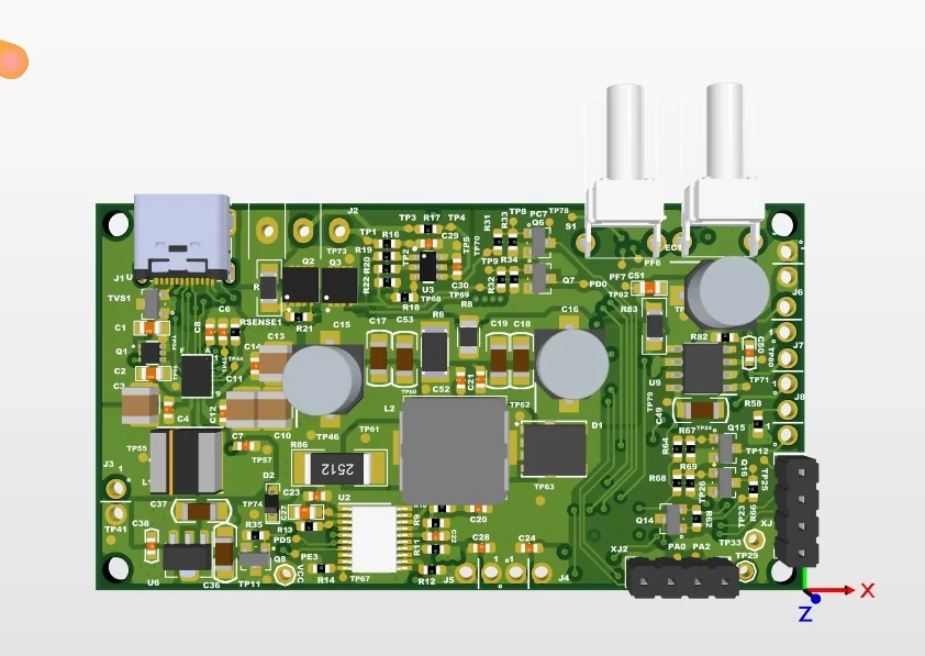 Assembled multi-layer PCB with USB-C, populated and ready for bring-up