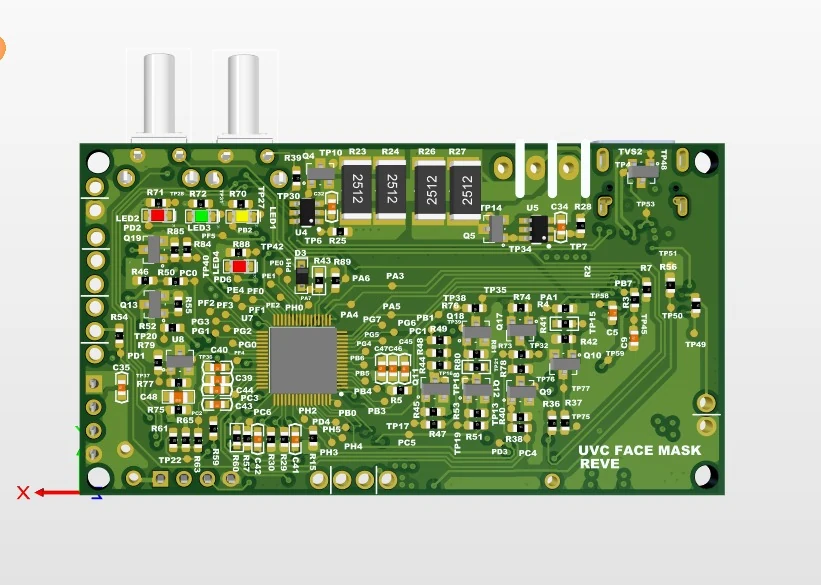 A custom multi-layer PCB designed by Xari, populated and ready for bring-up